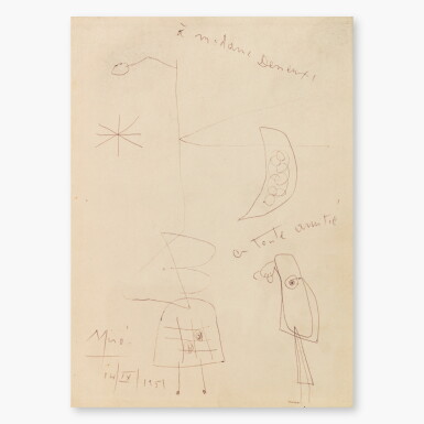 View full screen - View 1 of Lot 156. Dessin original. 1951. Signé et daté. Beau dessin avec envoi signé..