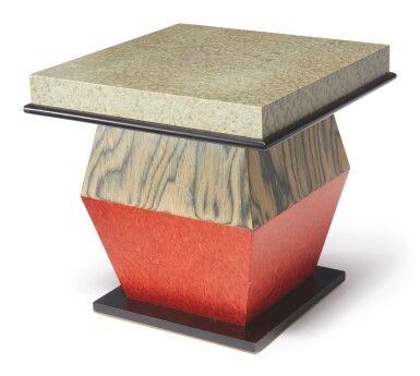 View full screen - View 1 of Lot 35. ETTORE SOTTSASS | “ROSSO GRIGIO E NERO” OCCASIONAL TABLE FROM THE "BHARATA" SERIES.