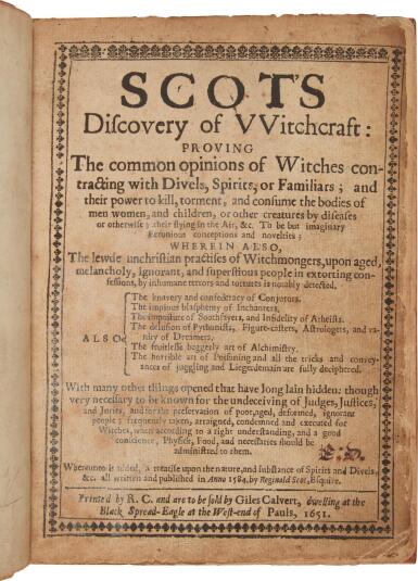 View full screen - View 1 of Lot 543. Scot, Reginald | Debunking witches and witchcraft redux.
