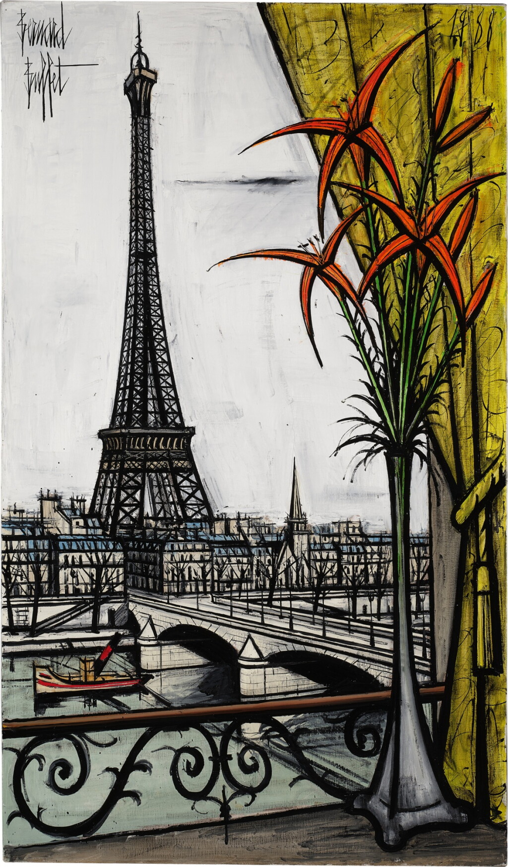View full screen - View 1 of Lot 392. La Tour Eiffel et les liliums.