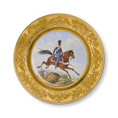 View full screen - View 1 of Lot 208. Soldier of the Life-Guard Lancer Regiment: a military porcelain plate, Imperial Porcelain Manufactory, period of Nicholas I, 1834.