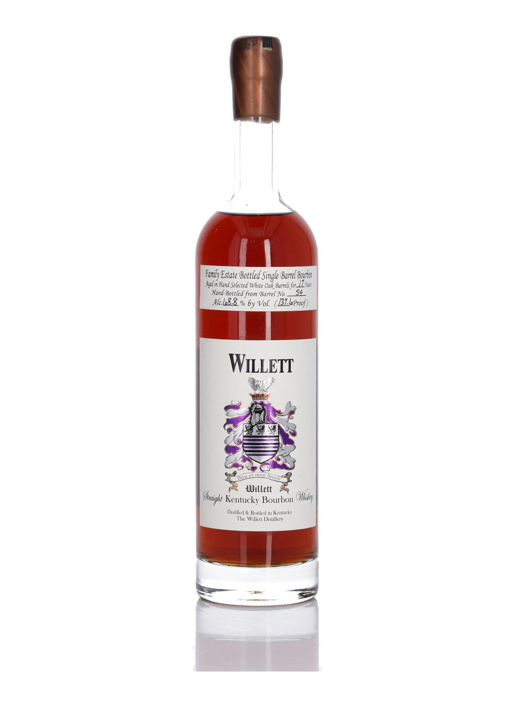 View full screen - View 1 of Lot 348. Willett Family Estate Single Barrel Bourbon 17 Year Old #54 137.6 Proof 1993 (1 Bottle 75cl).