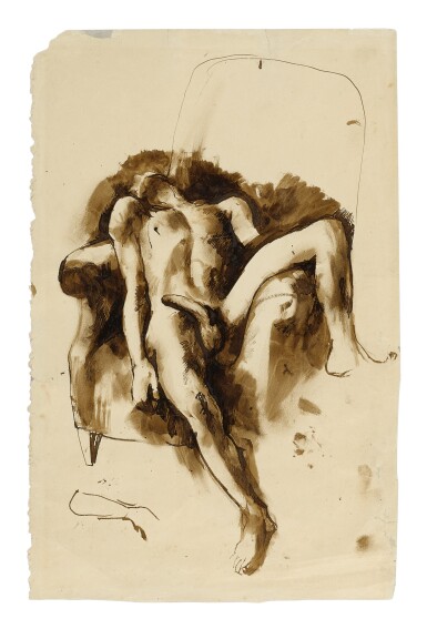 View full screen - View 1 of Lot 65. PAVEL TCHELITCHEW | NUDE IN A CHAIR.