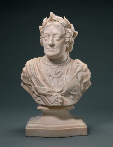 View full screen - View 1 of Lot 124. WORKSHOP OF MICHAEL RYSBRACK (1694-1770), BRITISH, 18TH CENTURY | BUST OF KING GEORGE II (1638-1760).