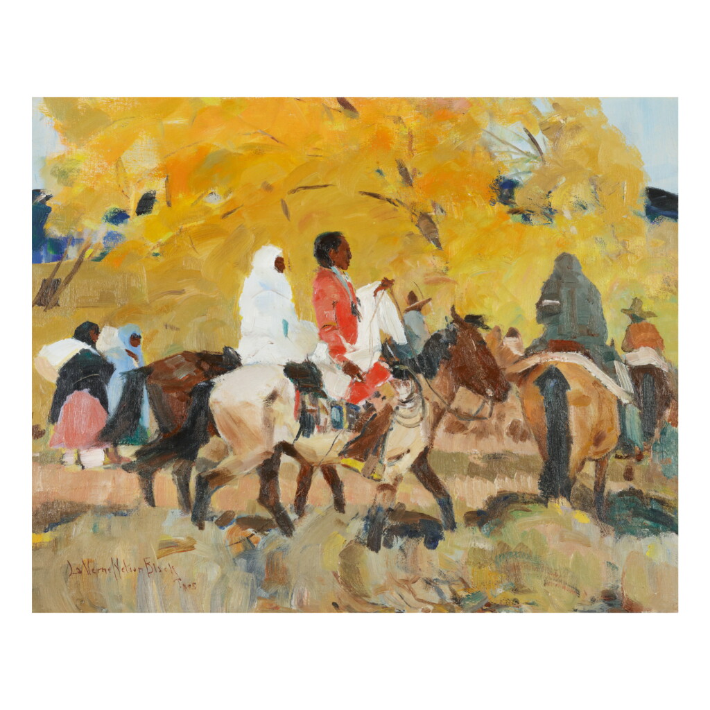 View full screen - View 1 of Lot 83. LAVERNE NELSON BLACK | RIDERS BEFORE YELLOW ASPEN.
