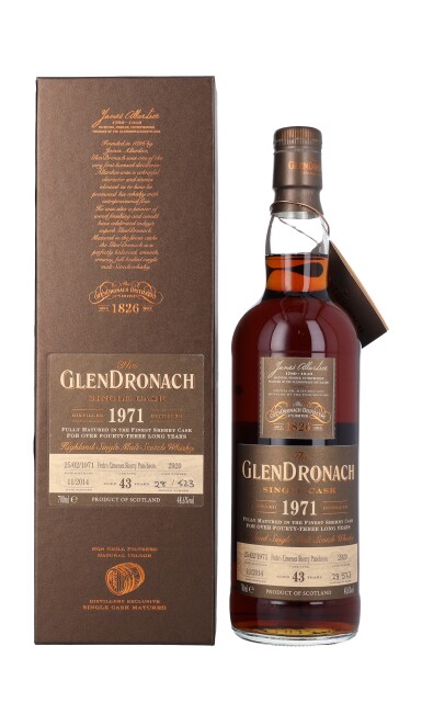View full screen - View 1 of Lot 5619. The Glendronach Single Cask 43 Year Old 48.6 abv 1971 (1 BT70).
