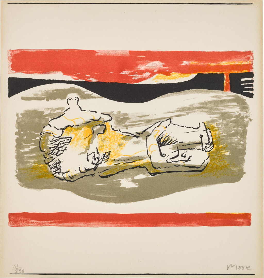 View full screen - View 1 of Lot 157. Reclining figure with red stripes (Cramer 291).