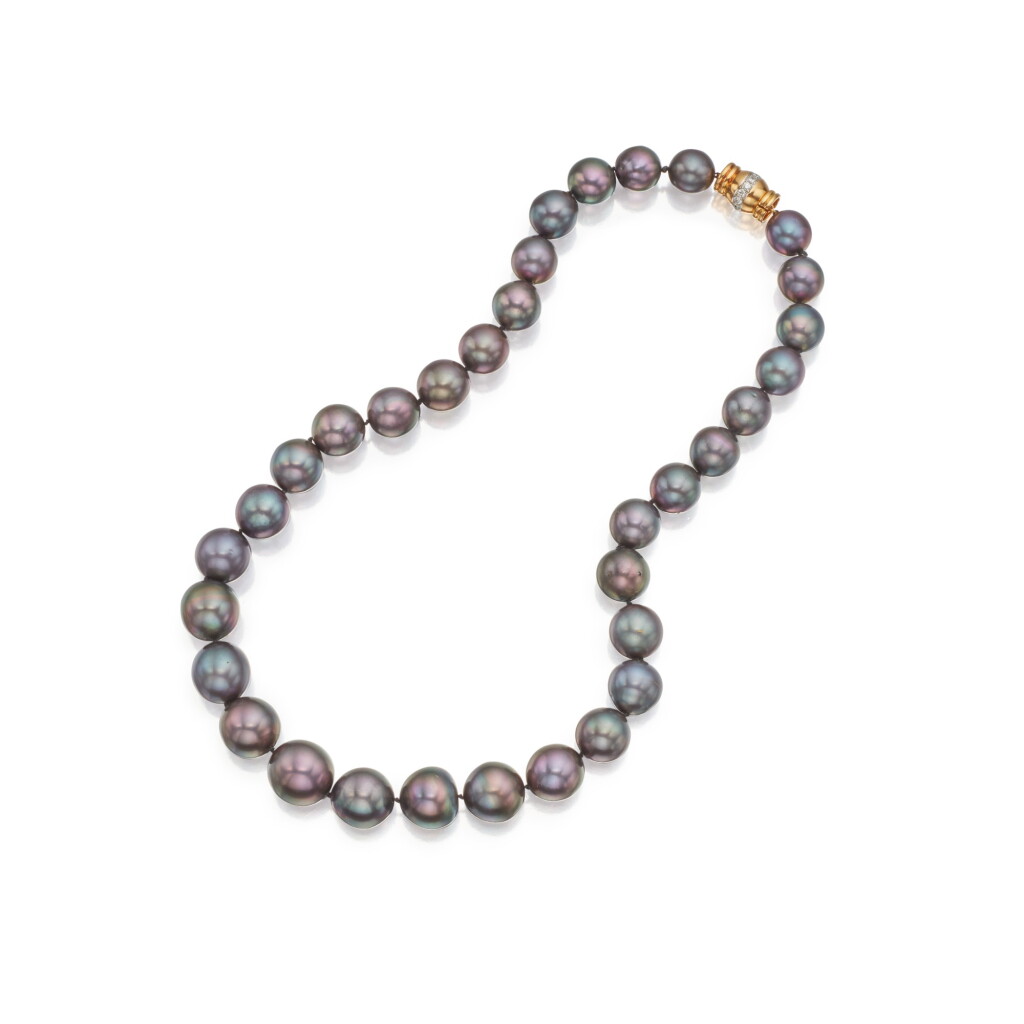 View full screen - View 1 of Lot 353. Trio | Cultured Pearl and Diamond Necklace.