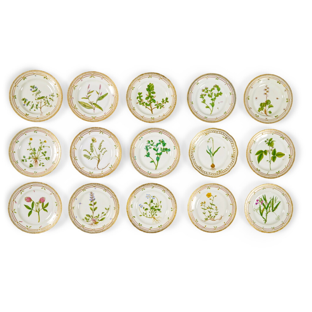 View full screen - View 1 of Lot 242. Fourteen Royal Copenhagen ‘Flora Danica’ Dinner Plates, Modern.
