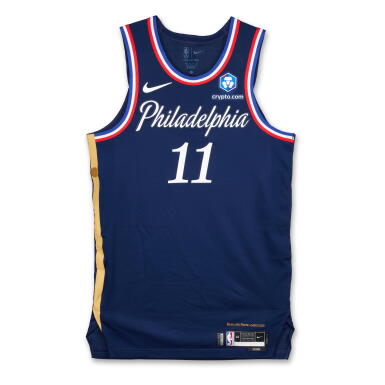 View full screen - View 1 of Lot 30. Justin Edwards Philadelphia 76ers 2025-2026 Game Worn City Edition Jersey .