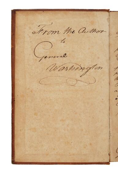 View full screen - View 1 of Lot 1009. (Washington, George) | A book from Washington's library at Mount Vernon, inscribed by the author.