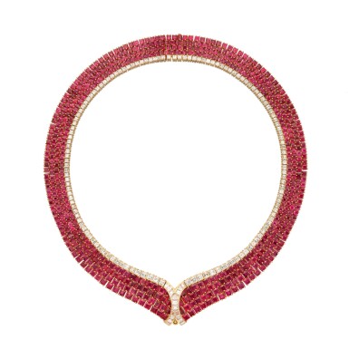 View full screen - View 1 of Lot 26. Van Cleef & Arpels | Ruby and Diamond Necklace 梵克雅寶 紅寶石配鑽石項鏈.