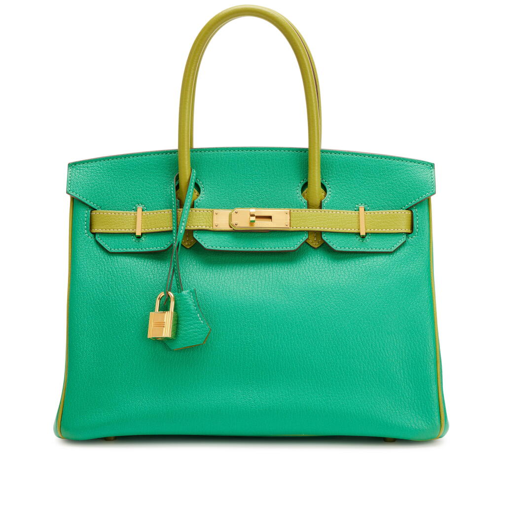 View full screen - View 1 of Lot 100. Menthe and Vert Anis Chèvre Mysore HSS Birkin 30 Gold Hardware, 2013.