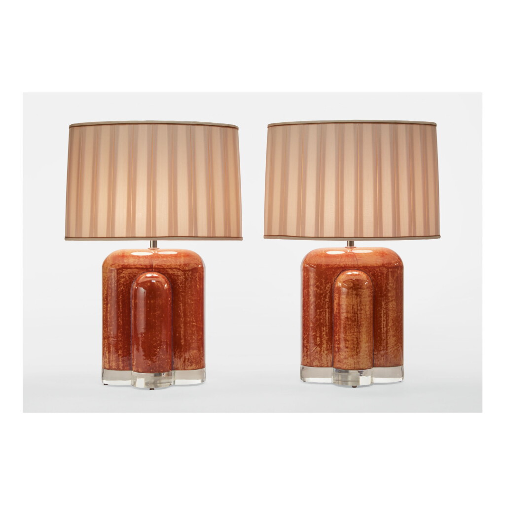 View full screen - View 1 of Lot 202. KARL SPRINGER | PAIR OF TABLE LAMPS.