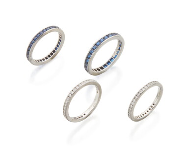 View full screen - View 1 of Lot 80. TWO DIAMOND RINGS AND TWO SAPPHIRE RINGS, TIFFANY & CO..