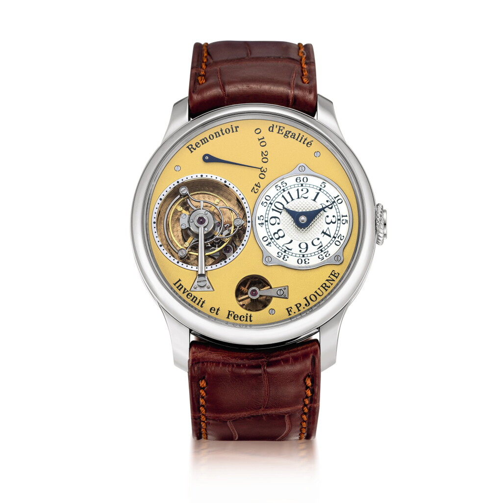 View full screen - View 1 of Lot 2212. F.P. Journe | Tourbillon Souverain "Remontoir d'Egalite" | A limited edition stainless steel tourbillon wristwatch with constant force remontoire and power reserve indication, Circa 2015 | Tourbillon Souverain 'Remontoir d’Egalite' 限量版精鋼陀飛輪腕錶,備恆動力裝置及動力儲備顯示,約2015年製.