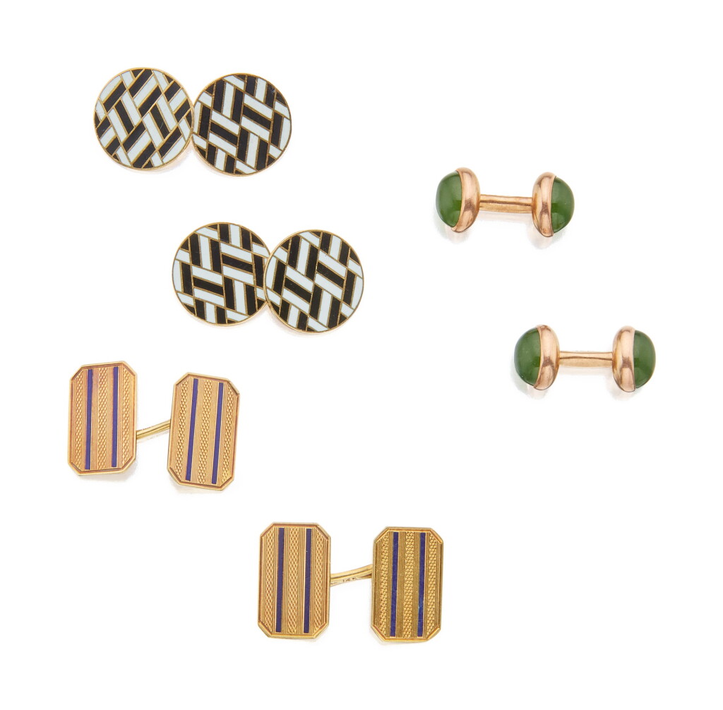 View full screen - View 1 of Lot 4. Group of Gold Cufflinks.