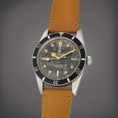 View full screen - View 1 of Lot 184. Submariner ‘Small Crown ’, Reference 6536 | A stainless steel wristwatch | Circa 1956.