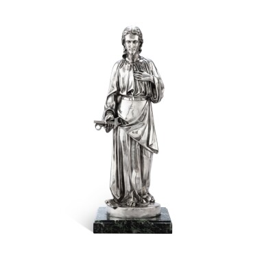 View full screen - View 1 of Lot 105. A silver carpenter Christ, Placide Poussielgue-Rusand, Paris, circa 1880 | Christ charpentier en argent par Placide Poussielgue-Rusand, Paris, vers 1880.