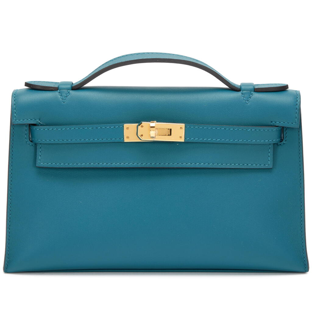 View full screen - View 1 of Lot 106. Vert Bosphere Swift Kelly Pochette Gold Hardware, 2019.