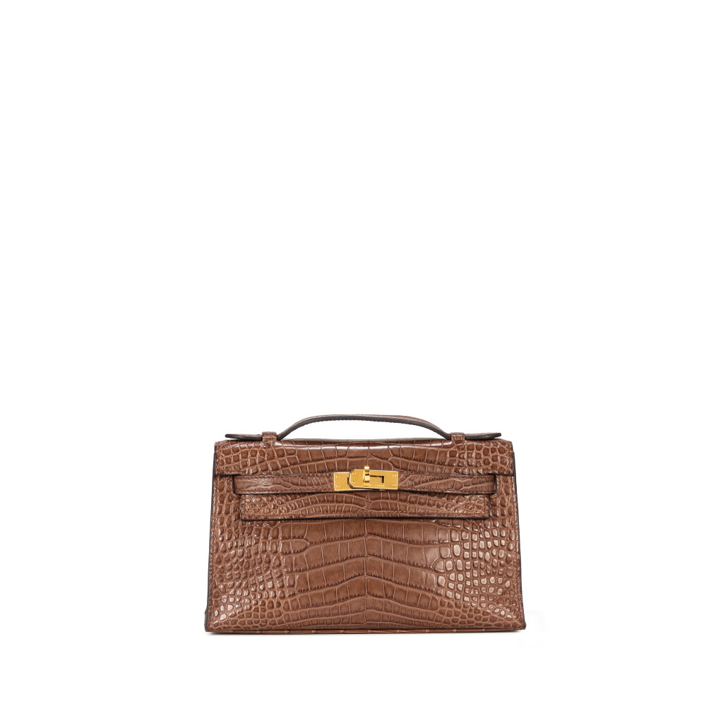 View full screen - View 1 of Lot 1012. Havane Matte Alligator Mississippiensis Kelly Pochette Gold Hardware, 2012.