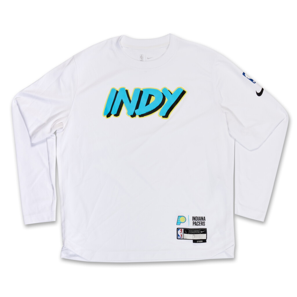 View full screen - View 1 of Lot 26. Tyrese Haliburton Indiana Pacers 2024-2025 Game Worn City Edition Warmup Top | Matched to 5 Games .