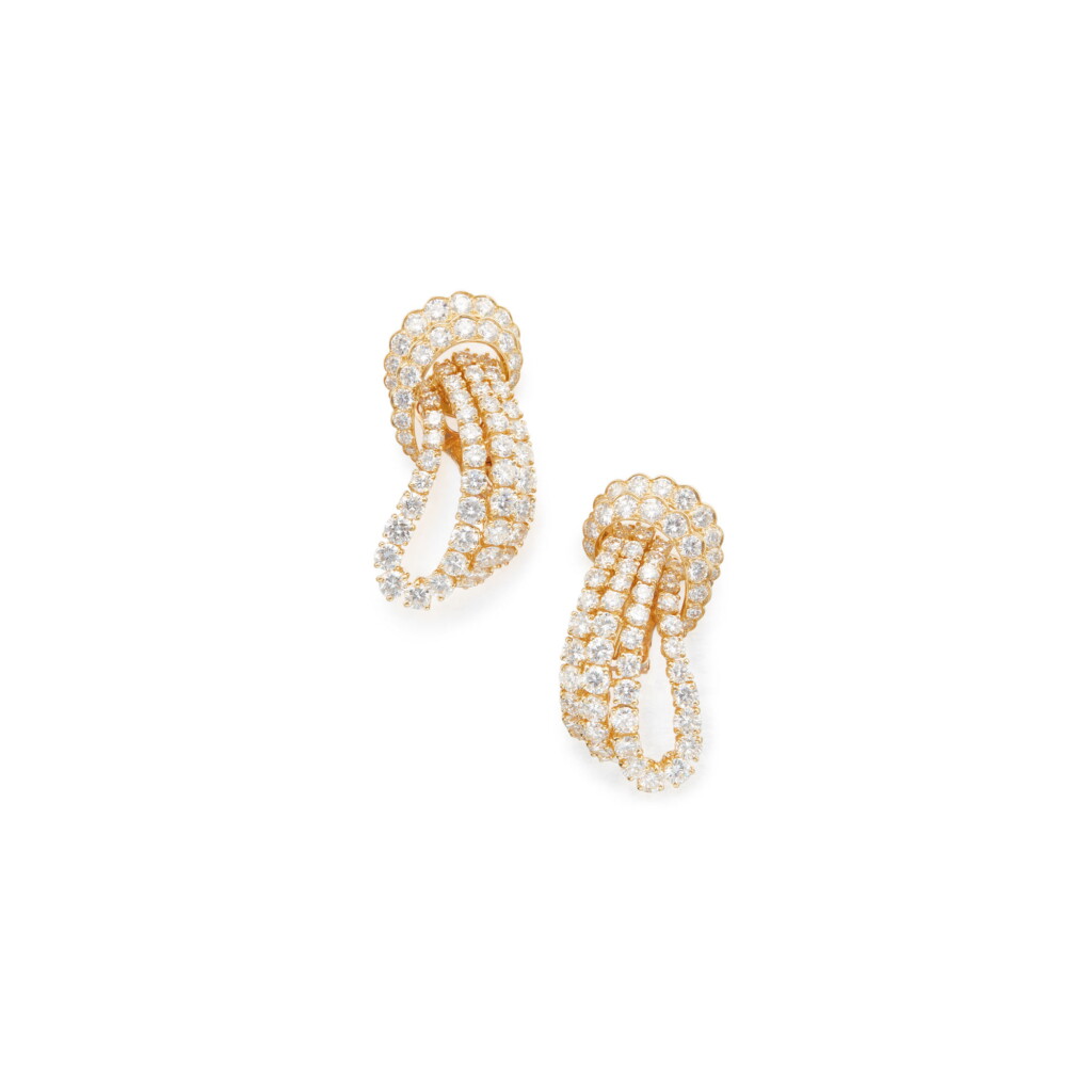 View full screen - View 1 of Lot 242. PAIR OF DIAMOND EARCLIPS, M. GÉRARD, FRANCE.