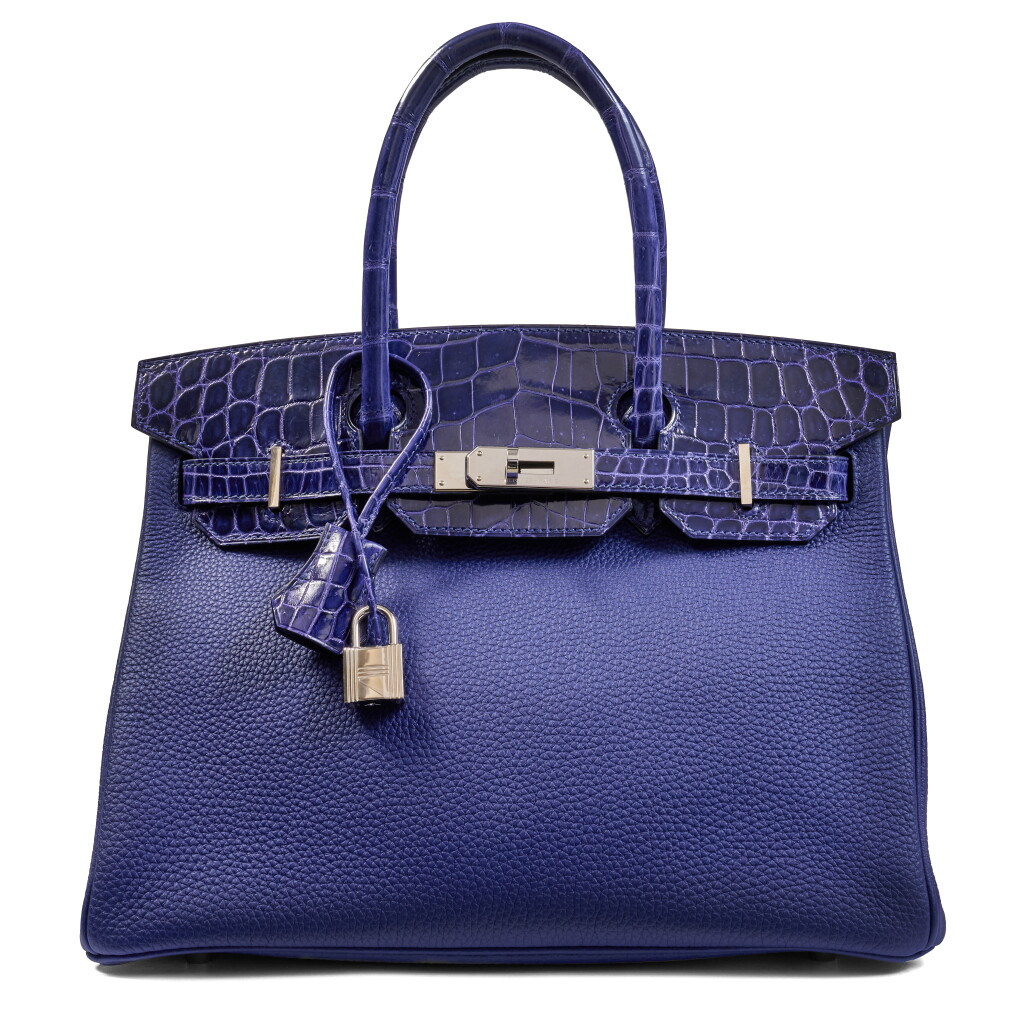 View full screen - View 1 of Lot 4. Bleu Encre Niloticus Crocodile and Togo Touch Birkin 30 Palladium Hardware, 2019.