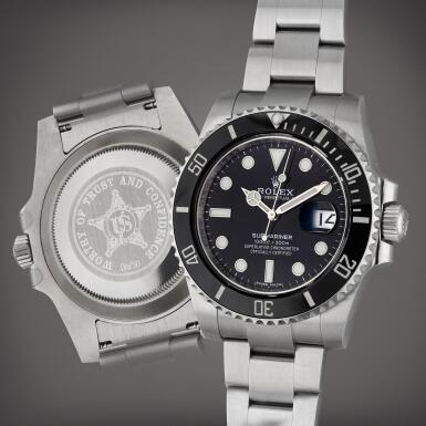 View full screen - View 1 of Lot 250. Reference 116610LN Submariner 'United States Secret Service' | A stainless steel automatic wristwatch with date and bracelet, Circa 2020.
