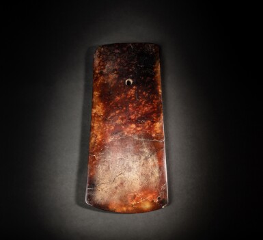 View full screen - View 1 of Lot 196. A superb reddish-brown jade axe, Neolithic period | 新石器時代 褐玉鏟.