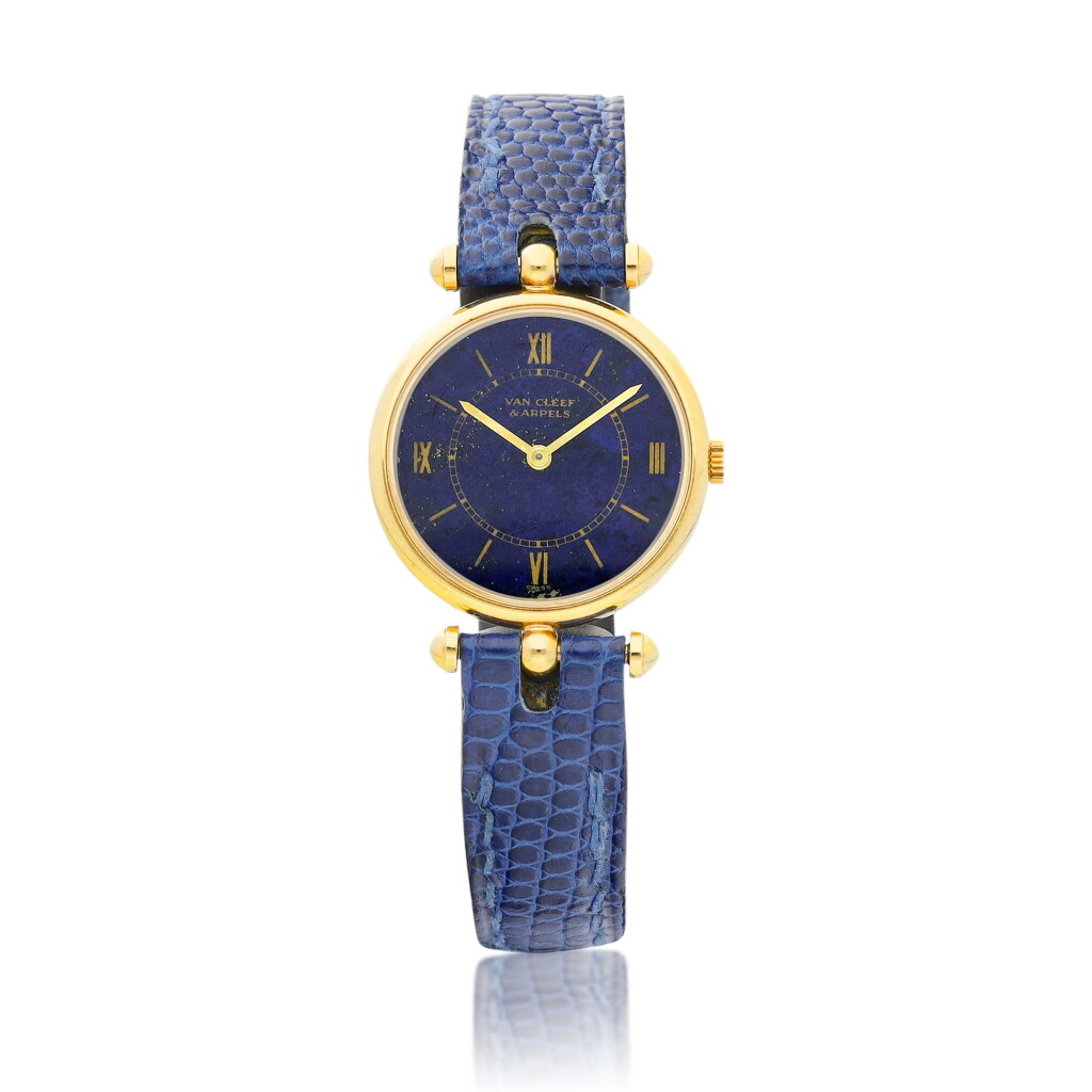 View full screen - View 1 of Lot 8114. Reference 9064 | A yellow gold wristwatch with lapis lazuli dial, manufactured by Piaget, Circa 1964 | 梵克雅寶 | 型號9064 | 黃金腕錶,備青金石錶盤,由伯爵製作,約1964年製.
