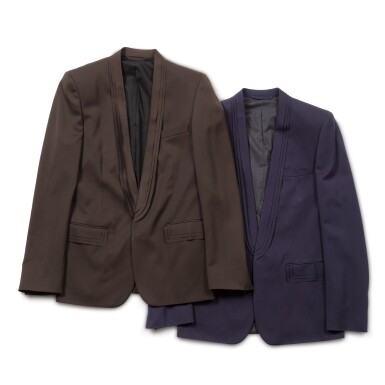 View full screen - View 1 of Lot 320. Two black and dark blue wool jackets, circa 2000 | .