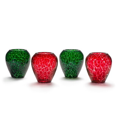 View full screen - View 1 of Lot 87. Two pairs of Saint Louis overlaid ovoid vases, 20th century.