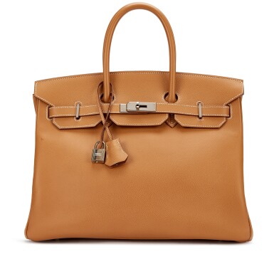 View full screen - View 1 of Lot 5551. Natural Gold Courchevel Birkin 35 Palladium Hardware, 2007.