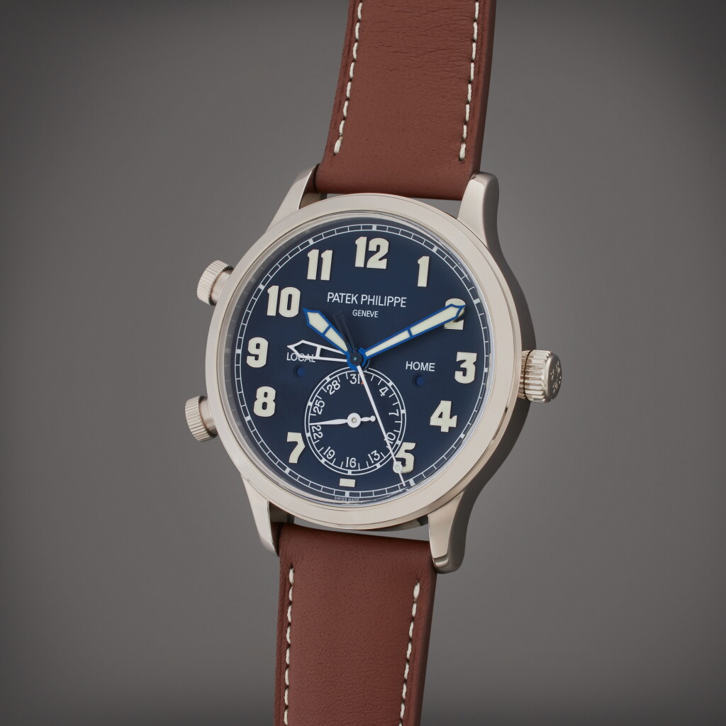 View full screen - View 1 of Lot 61. Reference 5524G-001 Calatrava Pilot Travel Time | A white gold automatic dual time wristwatch with date, Circa 2020.