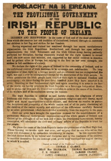 View full screen - View 1 of Lot 24. Ireland, The Proclamation of the Independence of the Irish Republic, 1916.