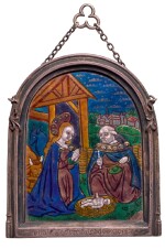 FRENCH, LIMOGES, EARLY 16TH CENTURY | PLAQUE WITH THE ADORATION OF THE CHRIST CHILD