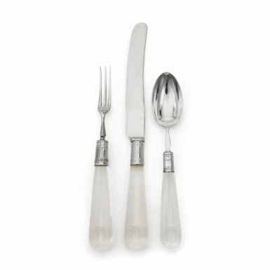 View full screen - View 1 of Lot 452. An English Silver and Glass Flatware Service, John William Page and Israel Freeman & Sons, London, 1928 and 1940.