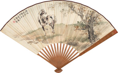 View full screen - View 1 of Lot 527. 戈湘嵐 溪岸散驥;白蕉 行書節錄〈史記.高祖本紀〉| Ge Xianglan, Horse by Tree.