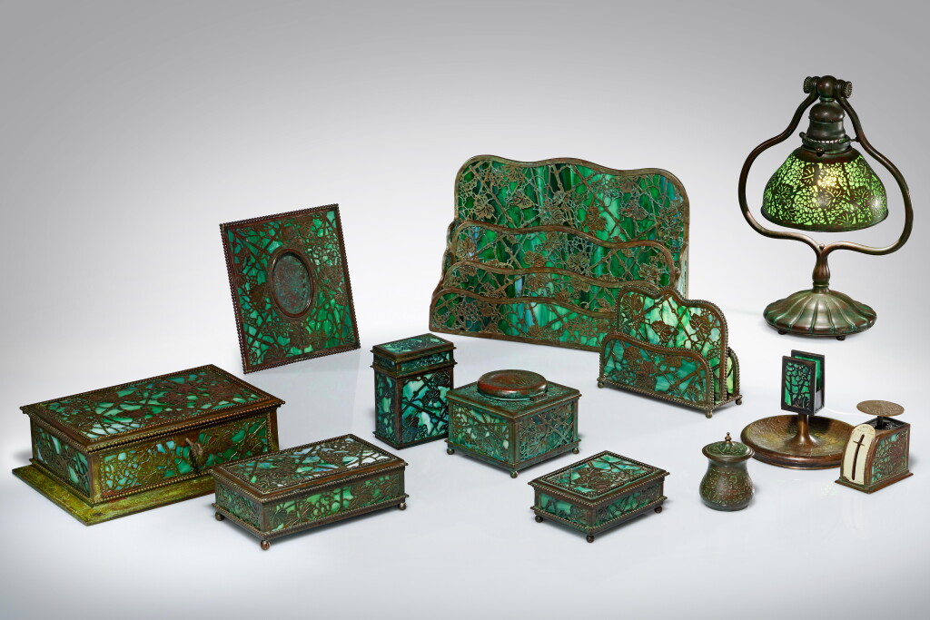 View full screen - View 1 of Lot 220. Twelve-Piece "Grapevine" Desk Set.