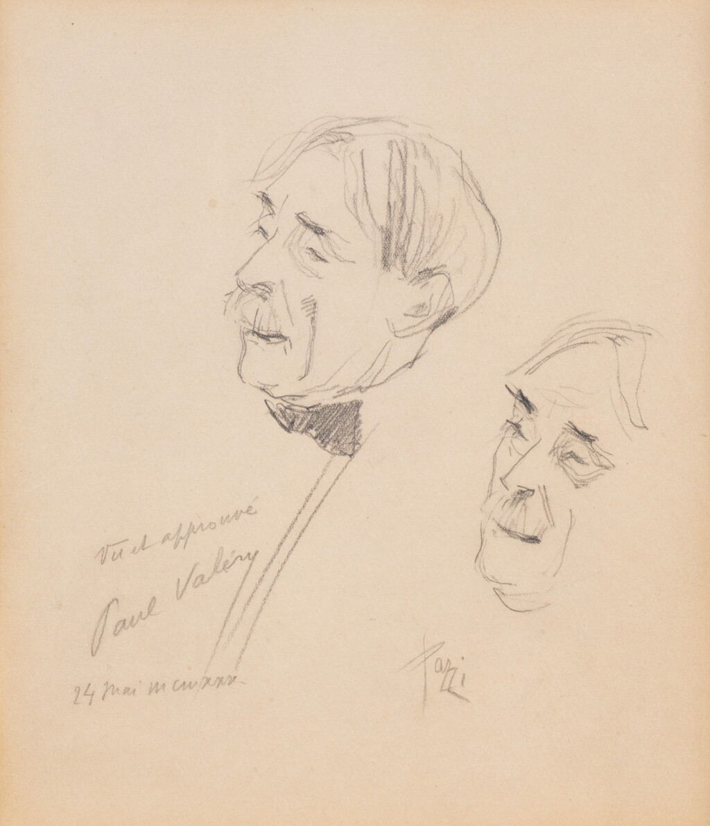 View full screen - View 1 of Lot 175. Dessin original signé de C. Pozzi, avec mention a.s. de Valéry datée 1930. Encadré..