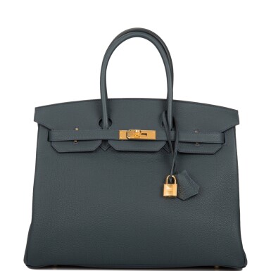 View full screen - View 1 of Lot 108. Vert Rousseau Togo Leather Birkin 35 Gold Hardware, 2019.