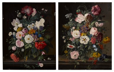 View full screen - View 1 of Lot 347. Still lifes of flowers in glass vases.