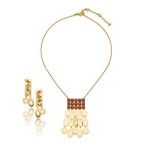 Garnet Necklace and Pair of Earrings, 'Lucea'