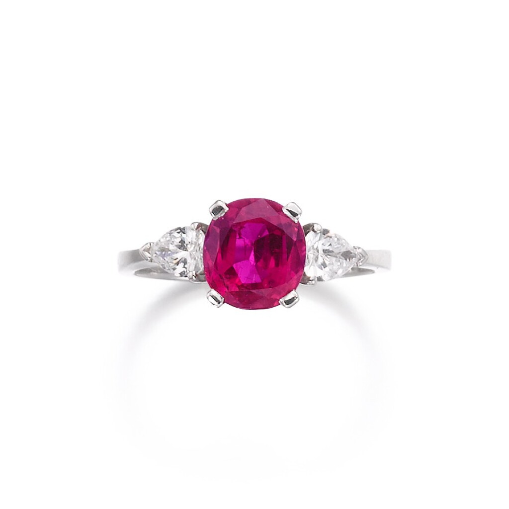 View full screen - View 1 of Lot 338. Ruby and diamond ring.