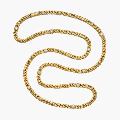 View full screen - View 1 of Lot 229. Gold and Diamond Necklace.