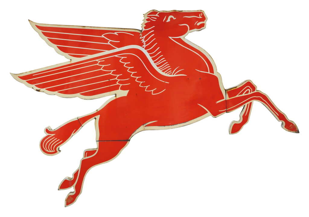 View full screen - View 1 of Lot 1120. MOBIL PEGASUS (RIGHT-FACING) “COOKIE CUTTER” PORCELAIN SIGN.