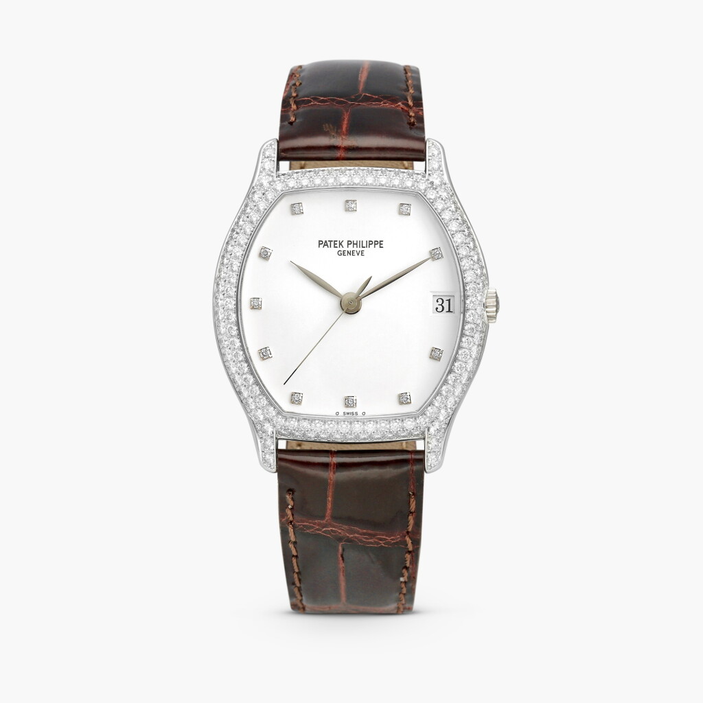 View full screen - View 1 of Lot 8698. Gondolo, Reference 5031 | A white gold and diamond-set wristwatch with date, made in 1996.