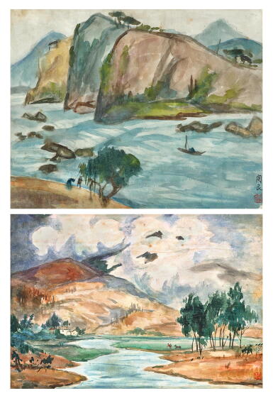 View full screen - View 1 of Lot 247. Guan Liang 關良 | i. Landscape ii. Landscape i. 風景 ii. 風景.
