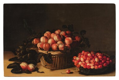 View full screen - View 1 of Lot 342. Still Life with Peaches, Cherries, and an Artichoke.